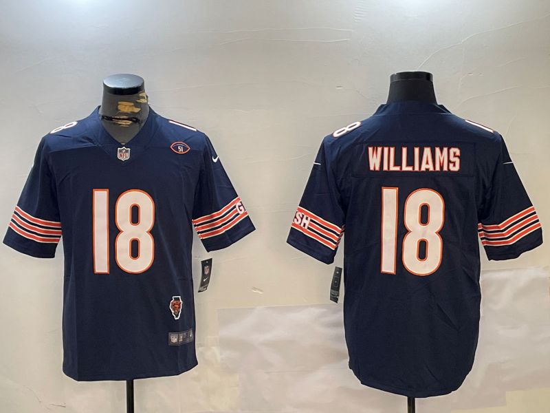 Men Chicago Bears #18 Williams Blue 2024 Nike Limited NFL Jersey style 1